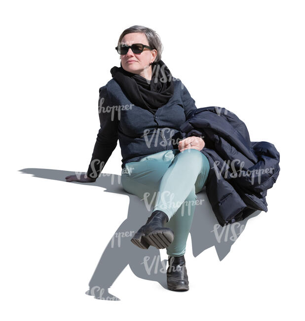 cut out woman sitting in the sun