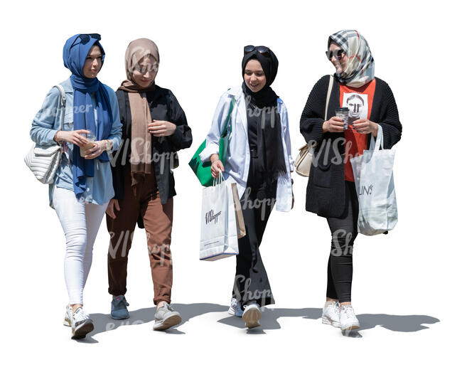 cut out four young muslim girls walking