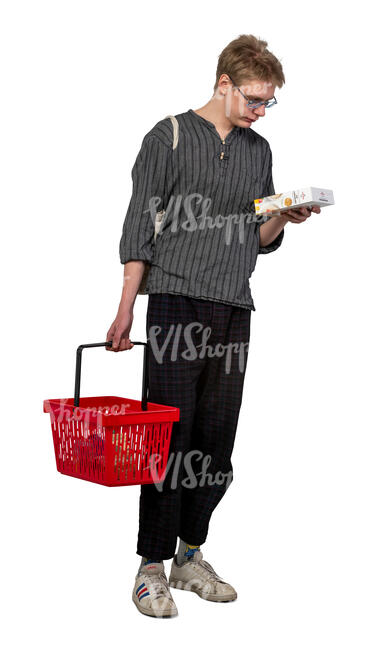 cut out young man shopping groceries