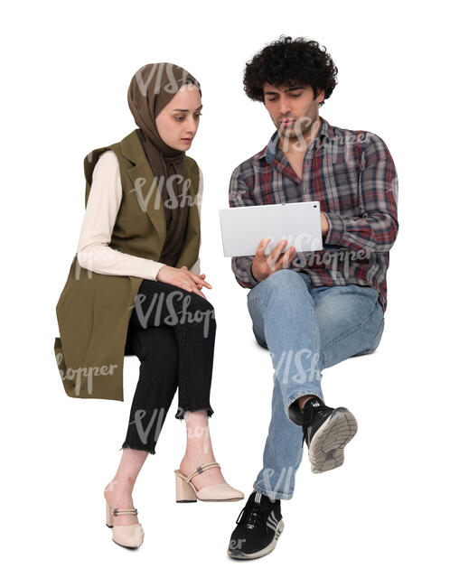 two cut out middle east people sitting and discussing things