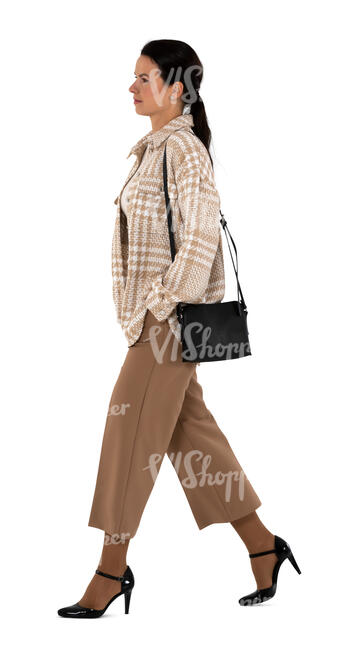 cut out woman walking seen from side