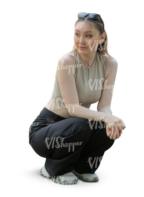 cut out woman squatting