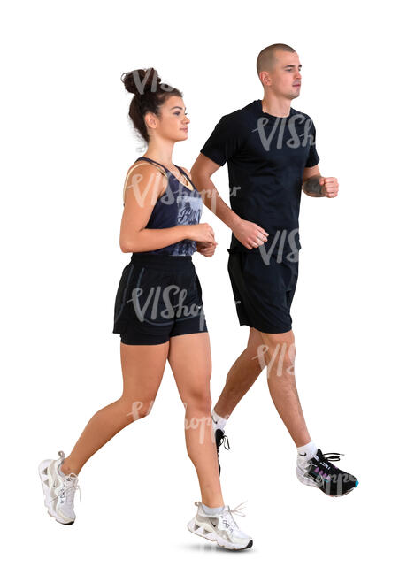 two cut out people jogging
