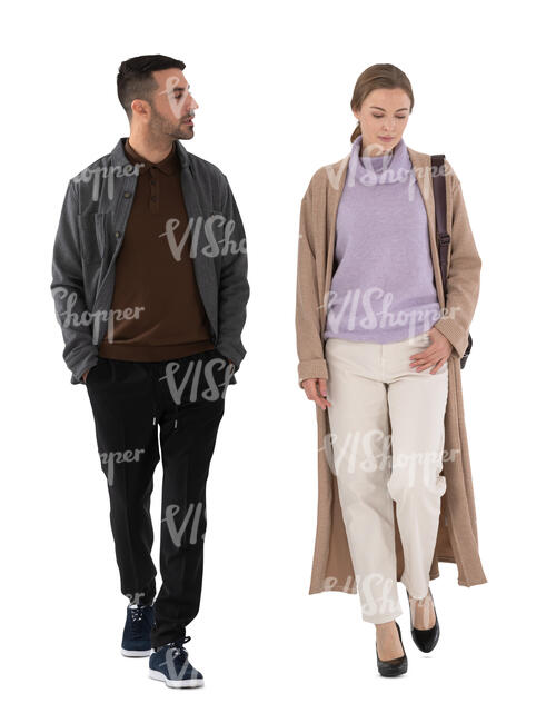 cut out man and woman walking