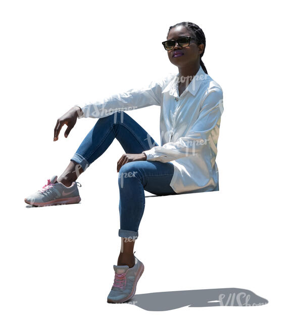 cut out young black woman sitting