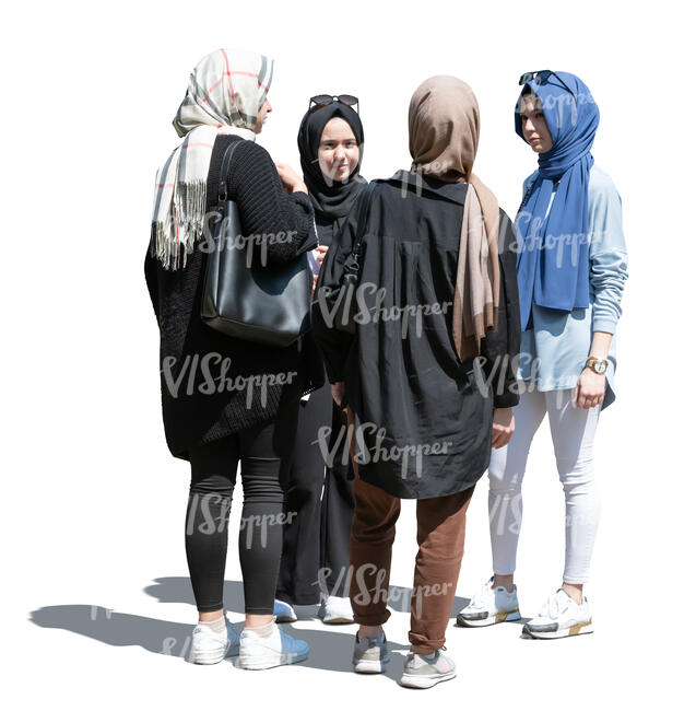 cut out group of teenage muslim girls standing