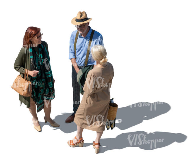 cut out group of senior citizens standing and talking