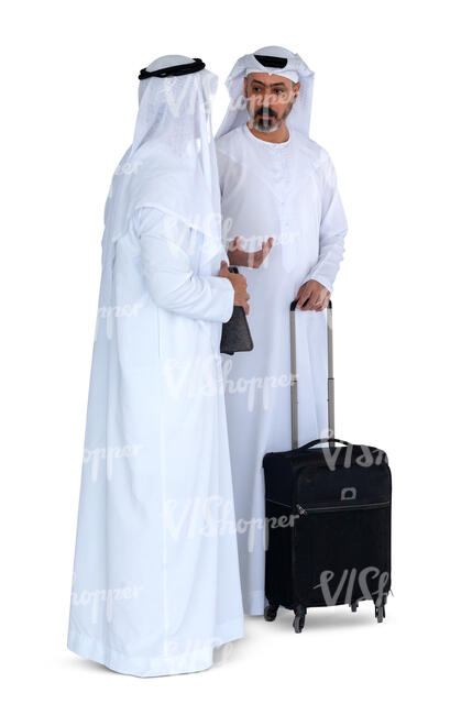 two cut out arab men standing and talking