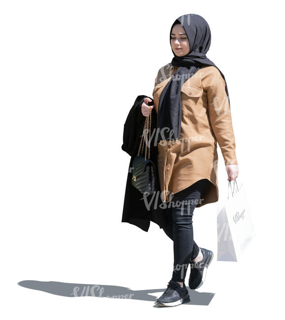 cut out muslim woman walking