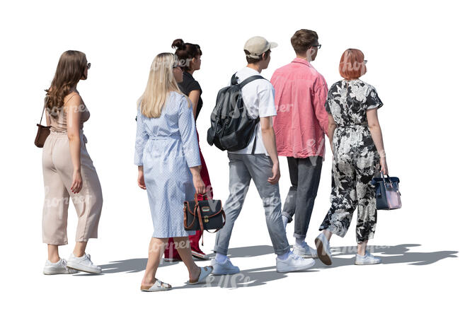 cut out group of young people walking