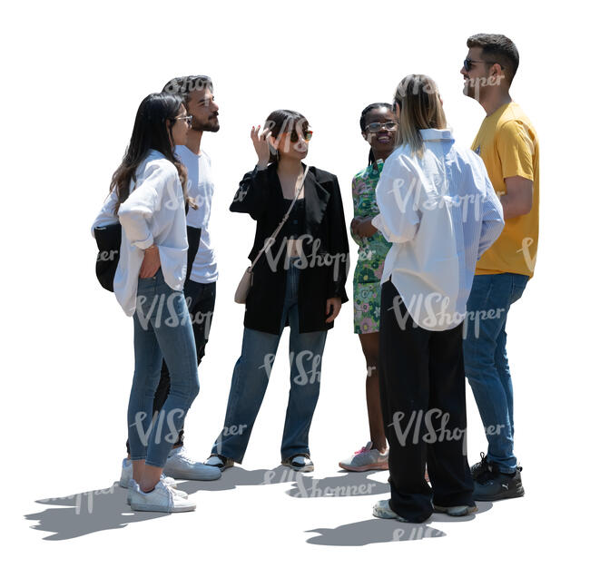 cut out backlit multinational group of young people