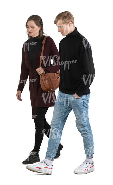 cut out man and woman walking