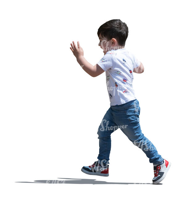 cut out little boy running