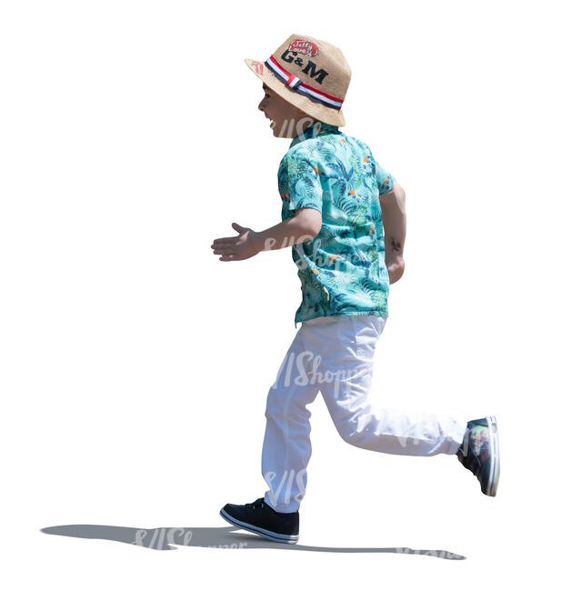 cut out little boy with a hat running