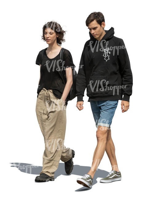 cut out man and woman walking on the street