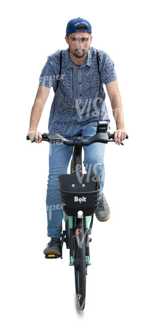 cut out man riding an electric bicycle