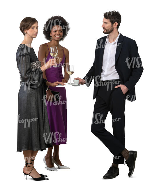cut out group of people at a party standing and drinking