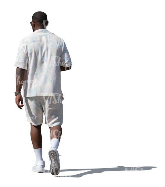 cut out black man in summer walking