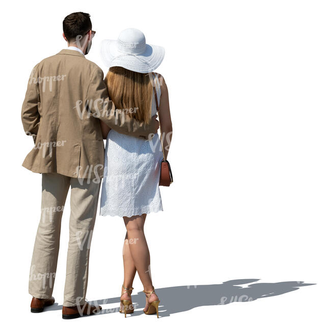 cut out couple in formal summer clothes standing together