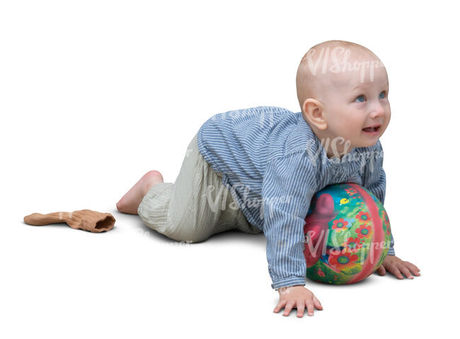 cut out little boy playing with the ball on the floor
