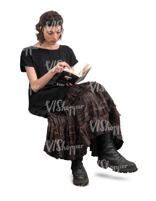 cut out woman sitting and reading a book