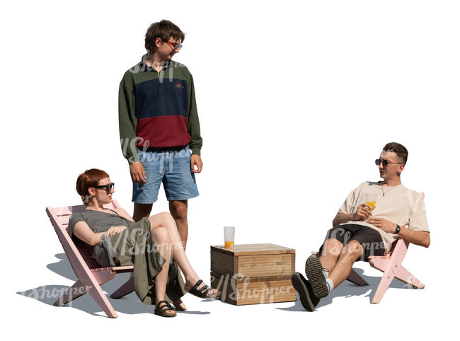 cut out people in summer relaxing in a casual outdoor cafe 