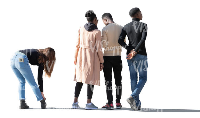 cut out sidelit multinational group of young people