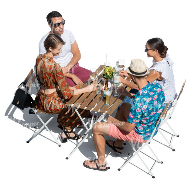 group of people sitting in a cafe seen from above