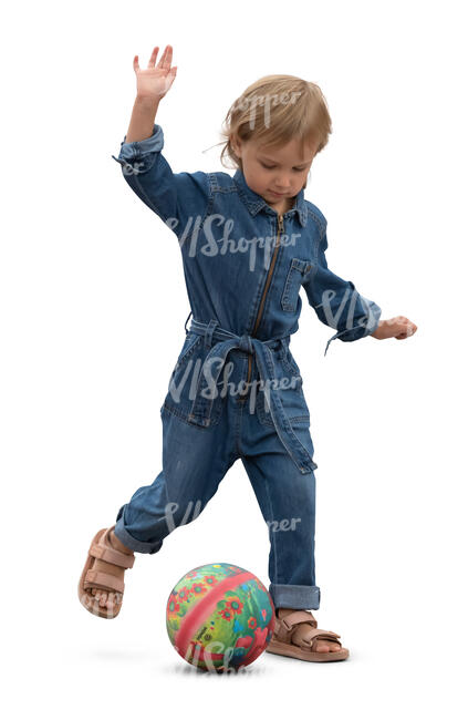 cut out little girl playing football