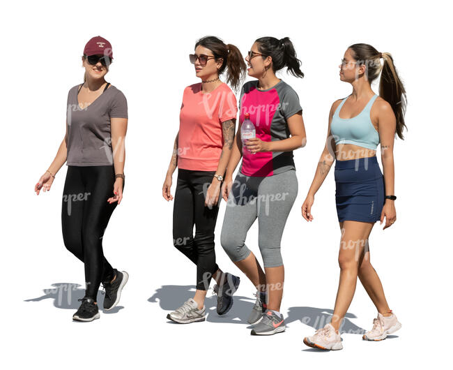 cut out group of women in work out clothes walking