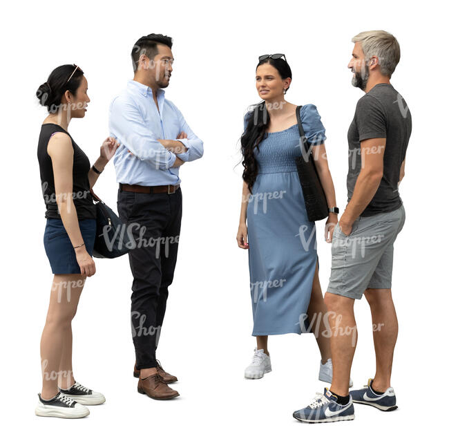cut out group of adults standing and having a converstation