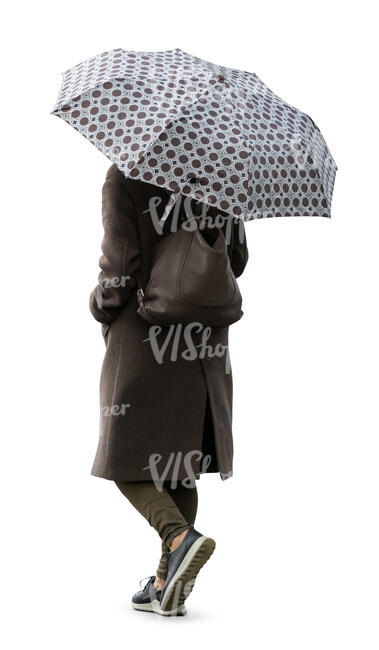 cut out woman with an umbrella walking