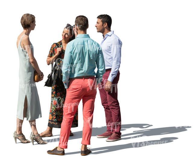 cut out group of adults standing and talking