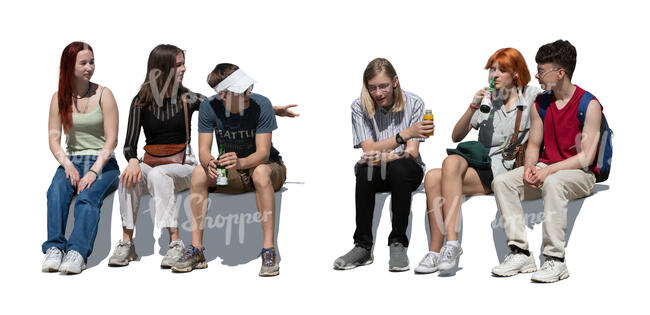cut out group of teenagers sitting and talking