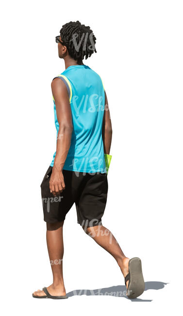 cut out young black man walking in summer
