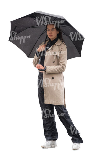 cut out woman with an umbrella standing