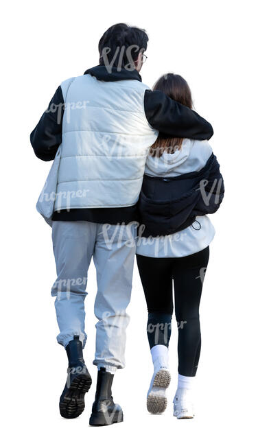 couple in black and white clothing walking