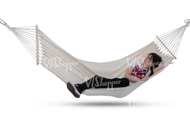 cut out woman lying in a hammock