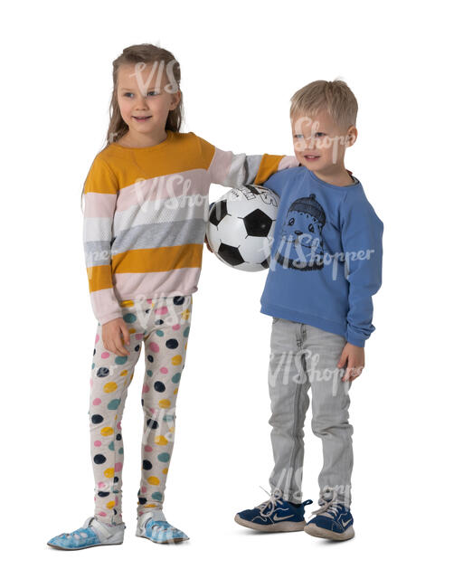 two children with a ball standing