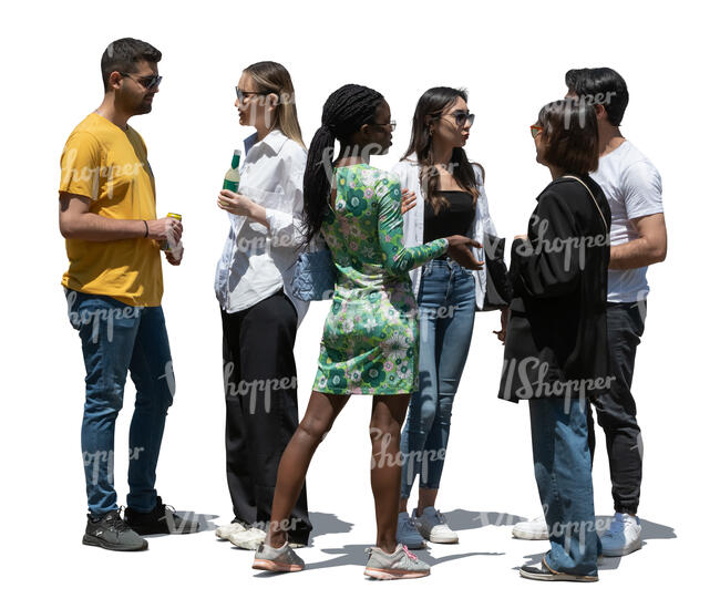 group of young people standing and drinking and talking