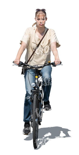 cut out woman riding a bike