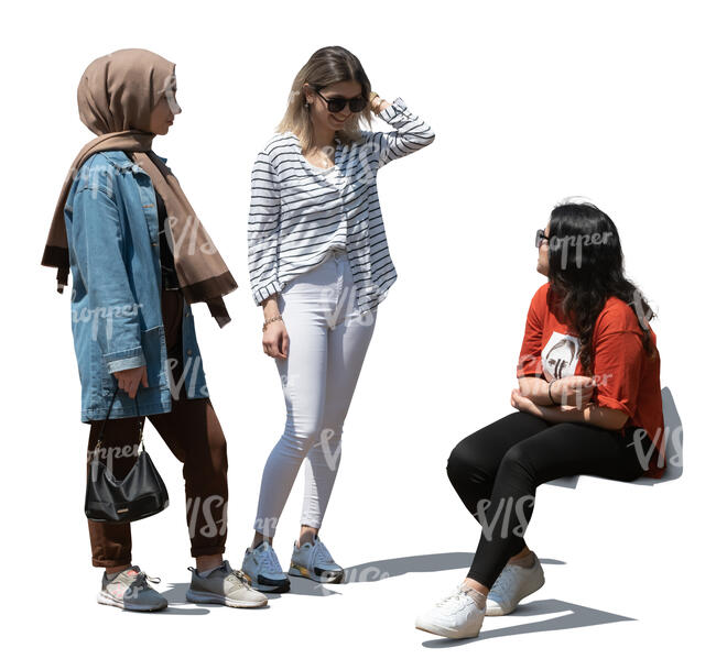 cut out multicultural group of girls hanging out