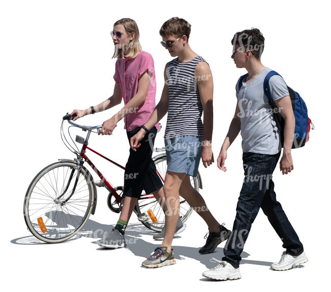 cut out group of boys walking and talking