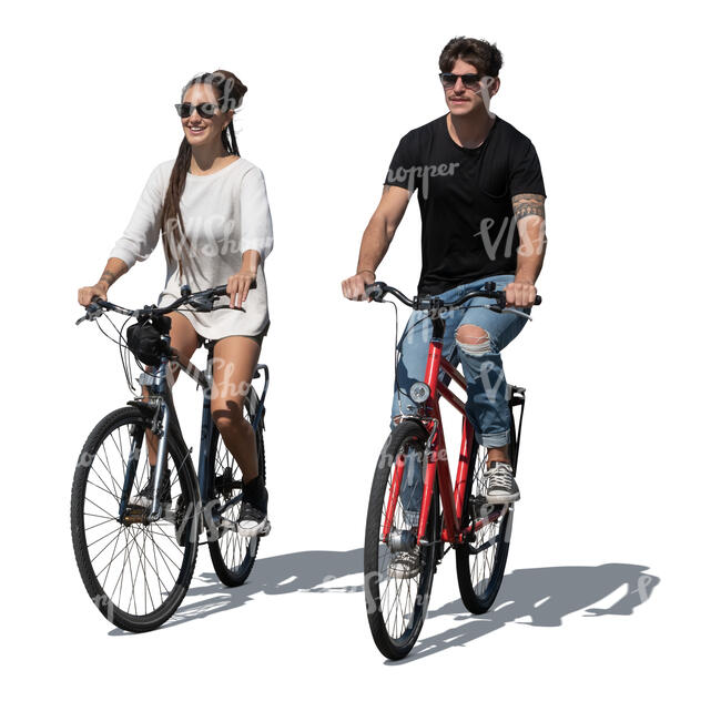 man and woman riding a bike side by side