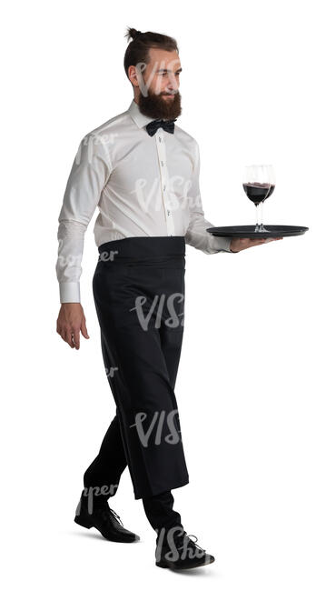 cut out waiter in a fancy restaurant serving wine