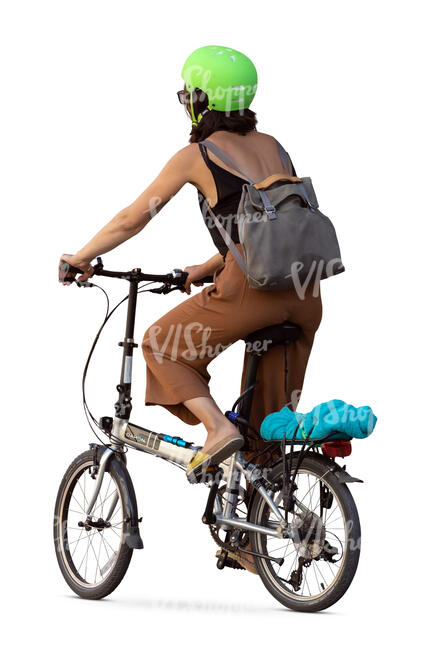 woman with a helmet riding a modern bike