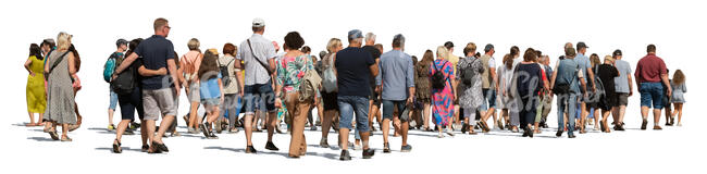 cut out large group of people walking outside on the street