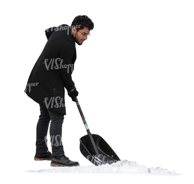 cut out man shovelling snow