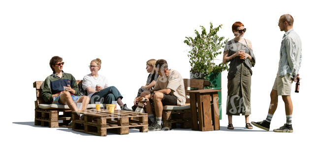 group of young people hanging in a casual cafe