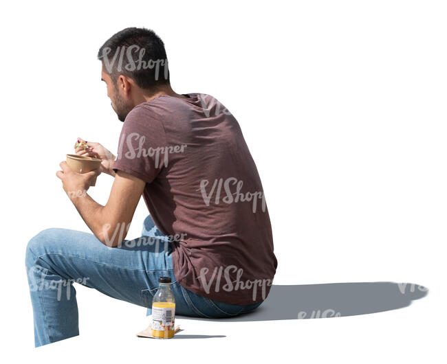 cut out man sitting and eating